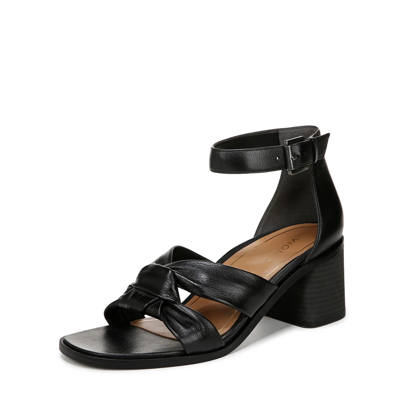 Vionic Women's Maia Heeled Sandal, Black TMB Leather, 3.5 UK