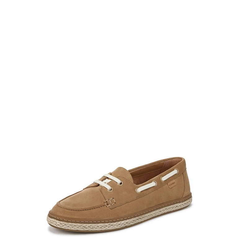 Vionic Women's Bay Moccasin | Sand Suede | Slip-On Shoes | VIO Motion Arch Support & Plantar Fasciitis Relief | Cushioned Everyday Flat Shoes | UK 3