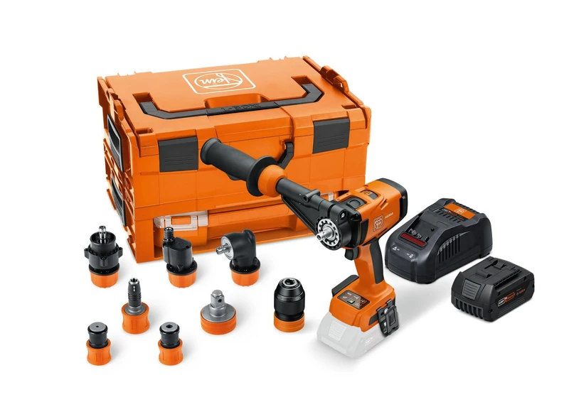 FEIN ASCM18-4 QM AS QuickIN Top Set Cordless Drill-Driver with 7 QuickIN Quick-Change bits in i-BOXX case, a Battery (GBA 18 V 5.0 Ah AS) and a Quick Charger (GAL 1880 CV AS).