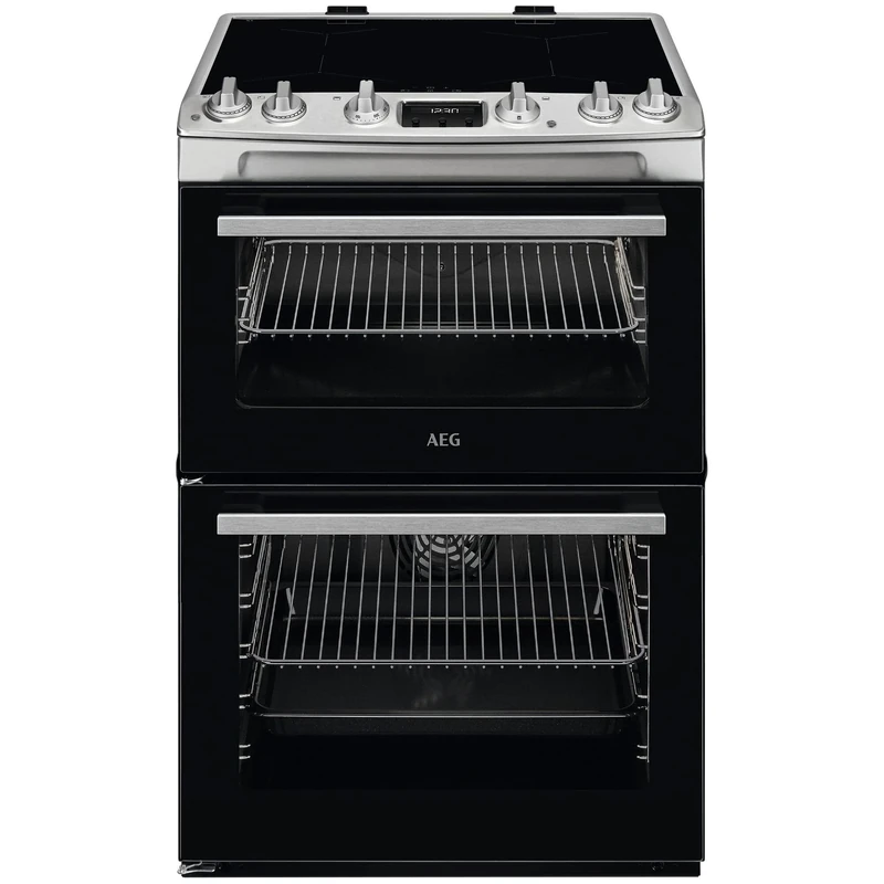 AEG 5000 Series SurroundCook Cooker with Induction Hob CIX6540ACM, Capacity 77/39L, Double Cavity Electric, Catalytic Self-Cleaning Oven, Grill Function, Heat Indicators, Cooling Fan, 894x600x600 mm