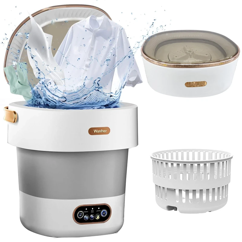 13L Portable Washing Machine, Foldable Mini Washing Machine with 3 Modes for Baby Clothes, Underwear, Socks, Small Washing Machine for Travel Camping Apartment RV Dorm