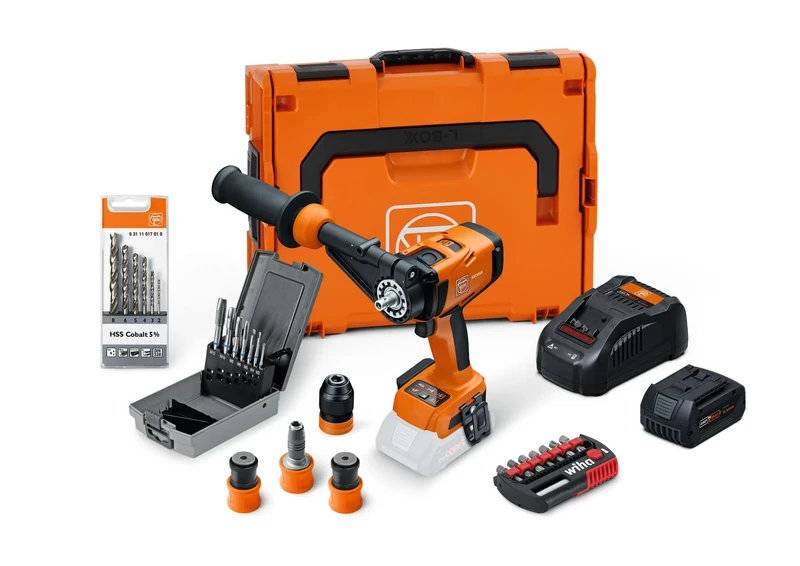 FEIN ASCM 18-4 QM AS Metal Advanced Top Set, with a Set of Accessories, a Rechargeable Battery (GBA 18 V 5.0 Ah AS) and a Quick Charger (GAL 1880 CV AS).