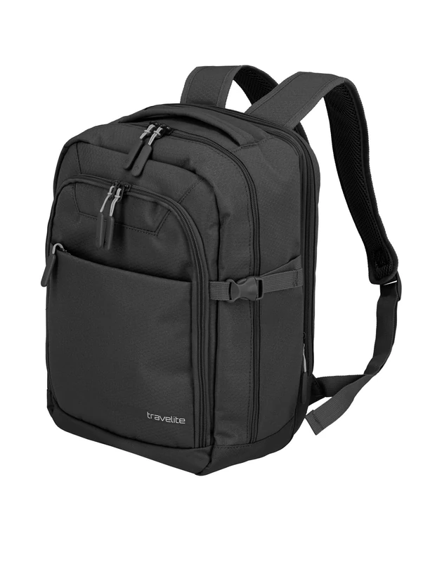 travelite hand luggage backpack, RyanAir dimensions, KICK OFF, laptop backpack 13 inch, backpack with stretch fold + clip-on function, 40 cm, 20-23l