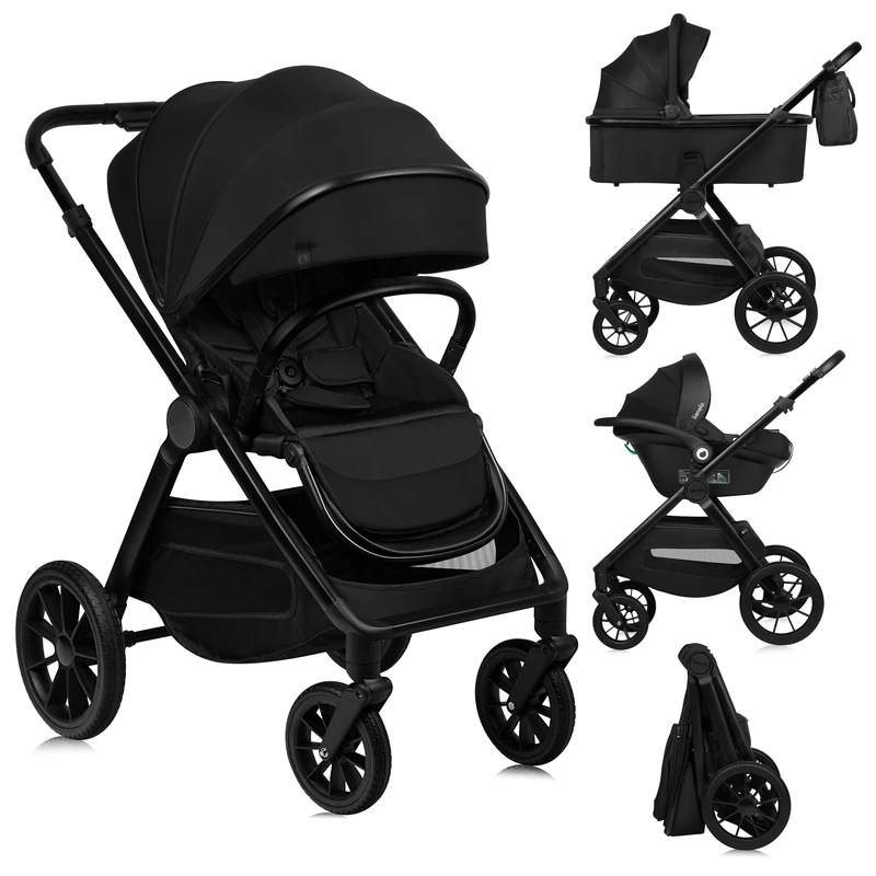 Lionelo Layla 3-in-1 Travel System Pushchair with Carrycot & Astrid i-Size Car Seat | Birth to 22 kg | All-Terrain Wheels, One-Hand Fold, UPF50+ Canopy, Full Accessory Set - Image 1
