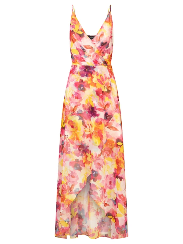 APART Fashion Women's Chiffonkleid Dress, Pink Multi-Coloured, 18