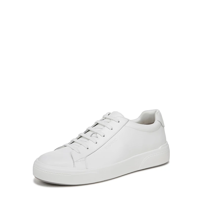 Vionic Men's Colbie Lace-Up Trainer | White Leather | Flexible | VIO Motion Arch Support & Plantar Fasciitis Relief | Casual Everyday Sneaker | UK 4.5
