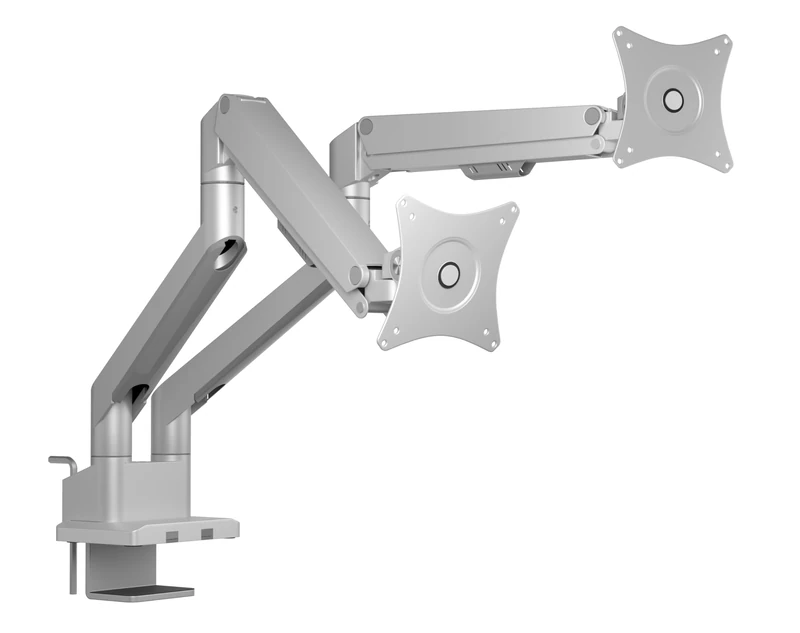 ICY BOX IB-MS524-T Monitor Stand for 2 Monitors (17" to 32"), Height Adjustable, VESA Compatible (75 x 75, 100 x 100), Easy Cable Management, Aluminium/Steel,