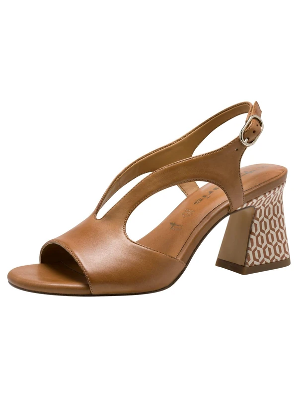 Tamaris Women’s sandal with block heel leather brown 4 UK