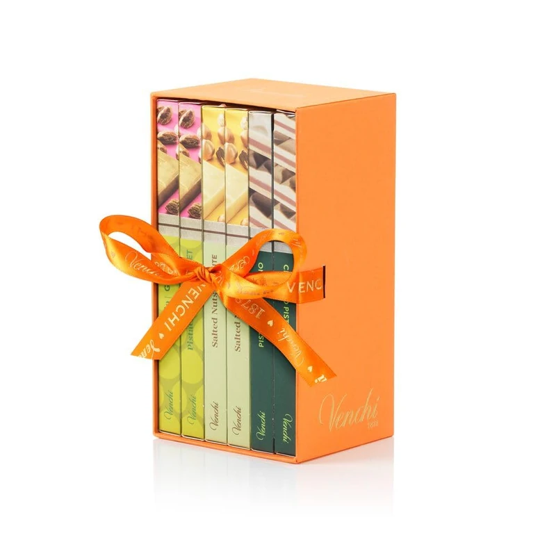 Venchi - Kit of 6 Assorted Pistachio Chocolate Bars, 600g, Gluten-Free, No Colourants or Preservatives