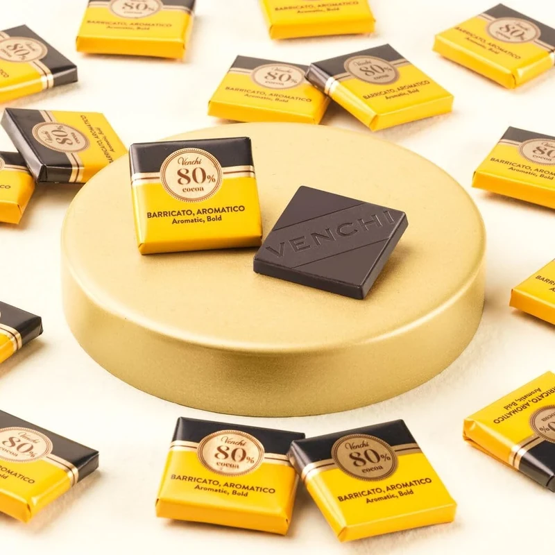 Venchi - Barrel-Aged 80% Extra Dark Granblend, 1 kg - Chocolates Made from Select Cocoa Blends - Gluten Free - Vegan