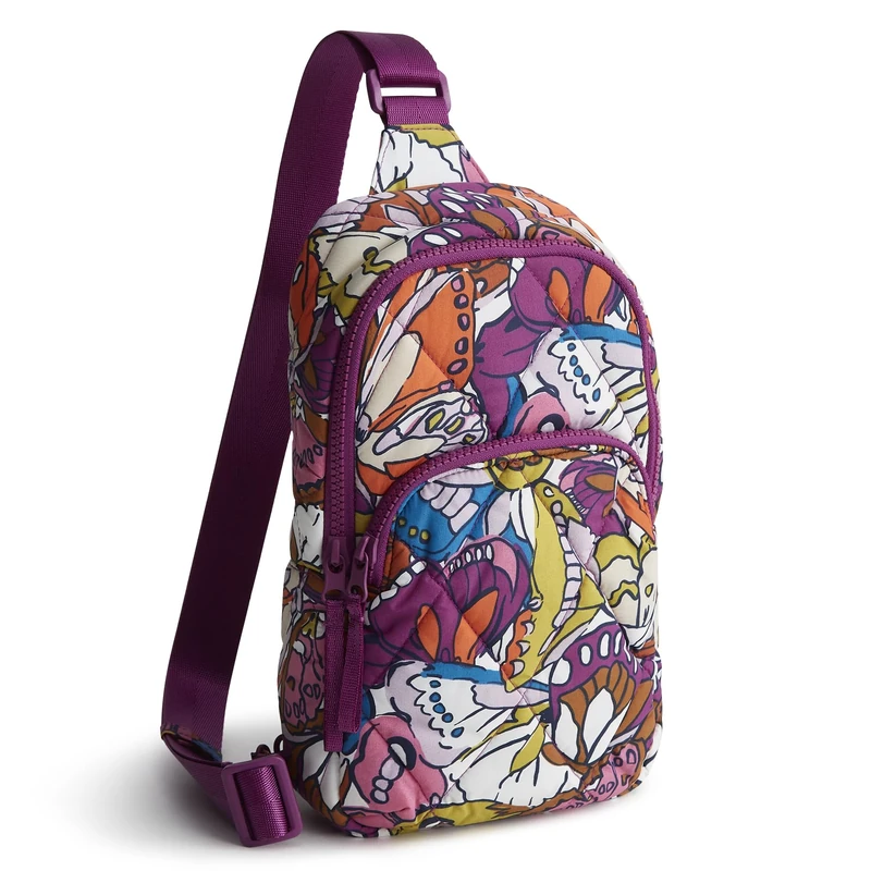 Vera Bradley Women's Nylon Lorman Sling Backpack Bookbag, Flutter, One Size