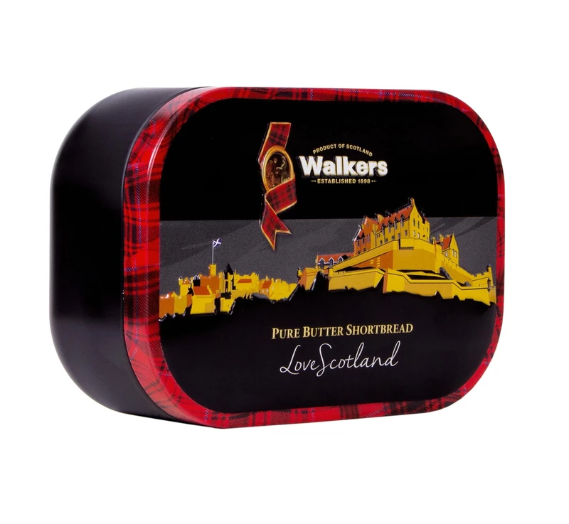 Walker's Shortbread Biscuits Gift Tin – Edinburgh Castle Keepsake, Traditional Pure Butter Scottish Recipe – 130g (Pack of 12)