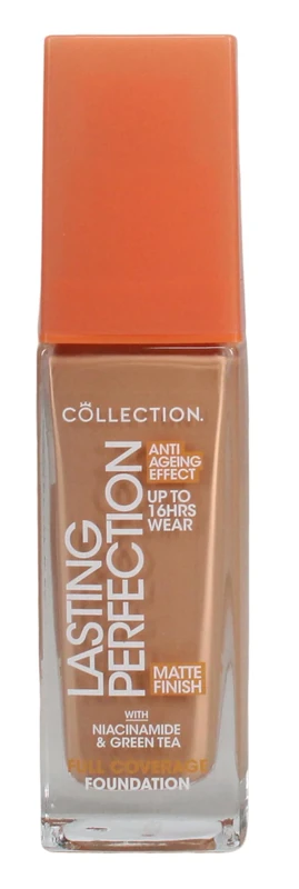 Collection Cosmetics Lasting Perfection Matte Foundation, Full Coverage, Anti-Ageing Effect, 24 Hour Wear, SPF 30, Contains Niacinamide, 27ml, Toffee Warm