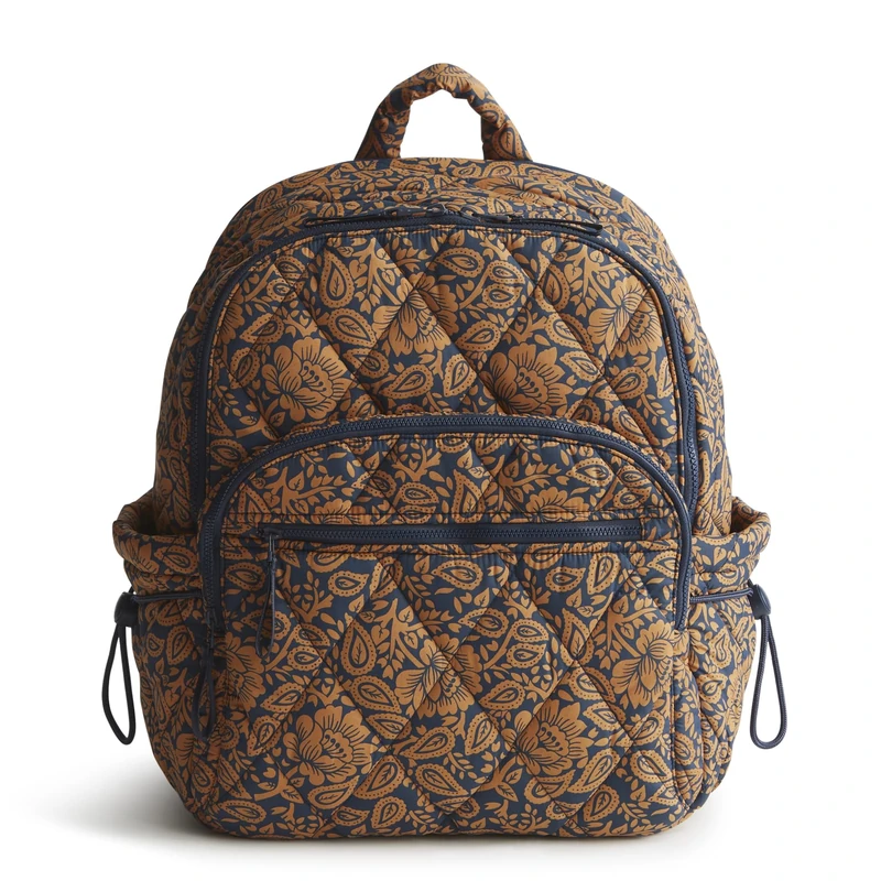 Vera Bradley Women's Nylon Bancroft Backpack Bookbag, Lotus Montage Roasted Pecan, One Size