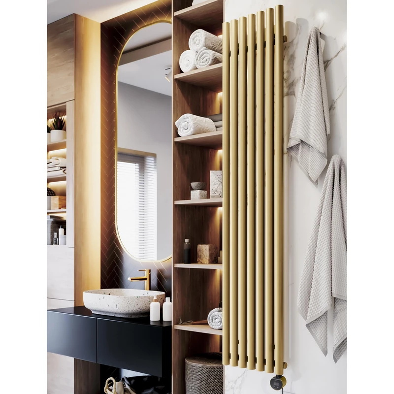 Electric Radiator (Wifi), Rolo Room E, 1800h x 370w(mm), 0.8 kw, Brass