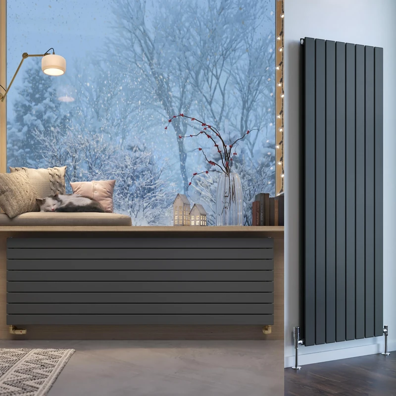 Terma Radiator (Cen./Heating), Steel, Metallic Grey, 1800h x 588w (mm) Double Panel [5555 BTUs t50]