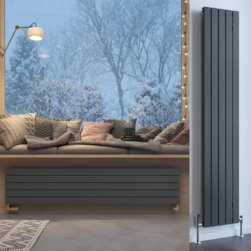Terma Radiator (Cen./Heating), Steel, Metallic Grey, 1800h x 366w (mm) Single Panel [2223 BTUs t50]