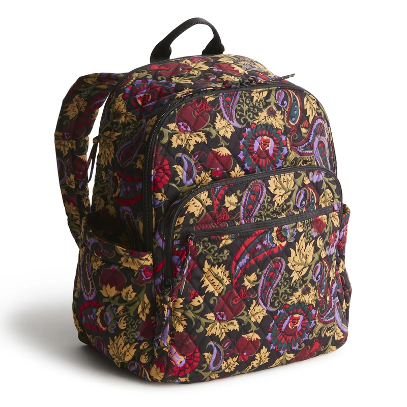 Vera Bradley Women's Cotton Bancroft Backpack Bookbag, Midnight Garden Paisley, One Size