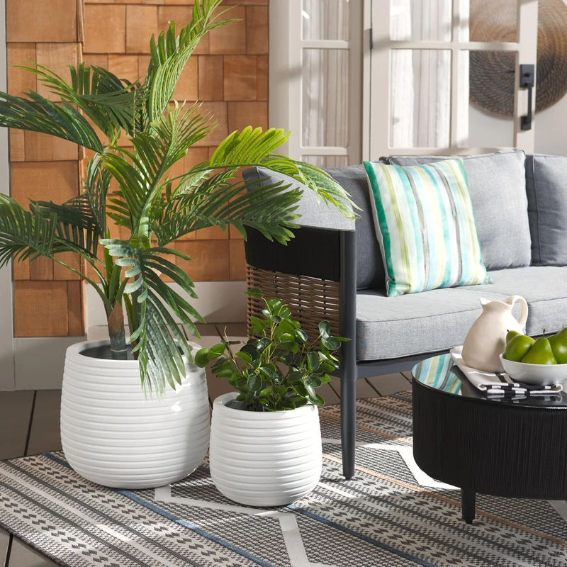 SAFAVIEH Ficonstein Planter, White, 40 x 40 x 36 cm