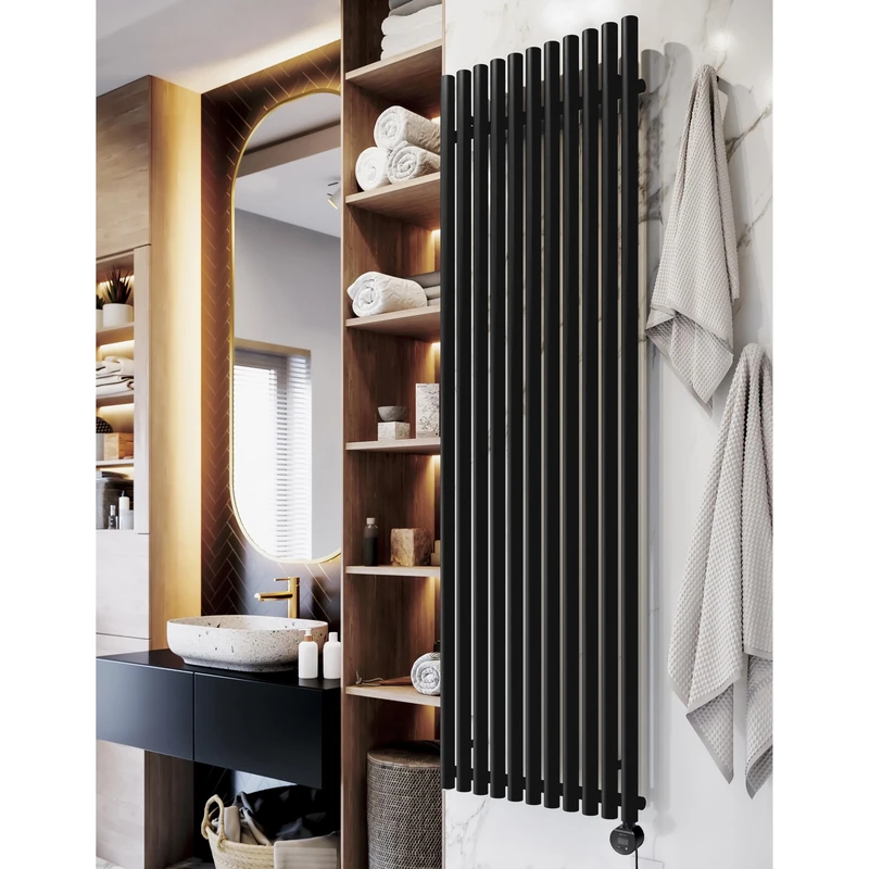 Terma Electric Radiator, Steel, Heban Black, 2000h x 590w (mm) [1.5kw]