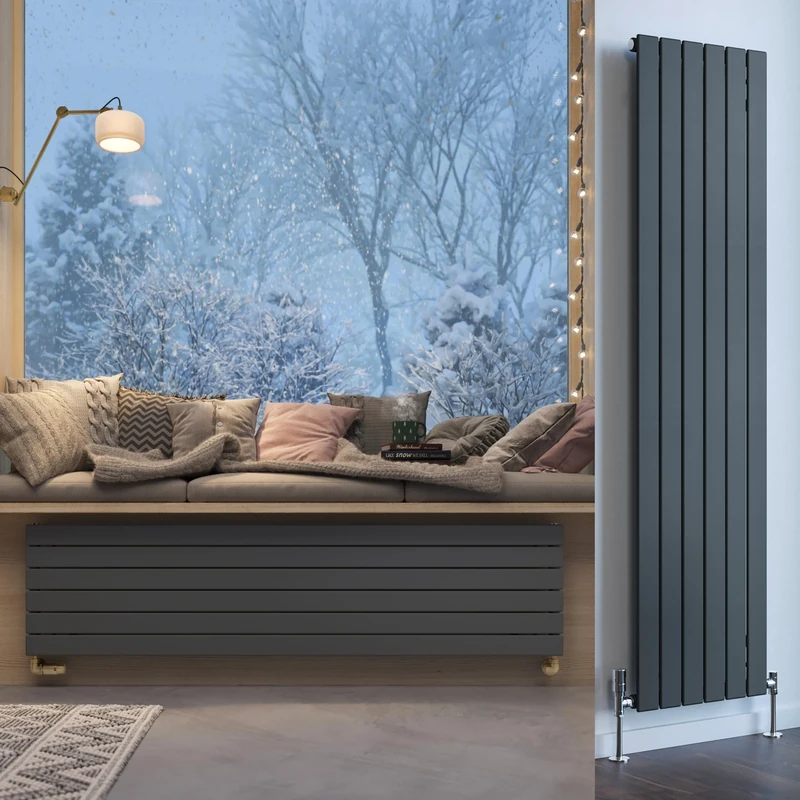 Terma Radiator (Cen./Heating), Steel, Metallic Grey, 1800h x 440w (mm) Single Panel [2667 BTUs t50]