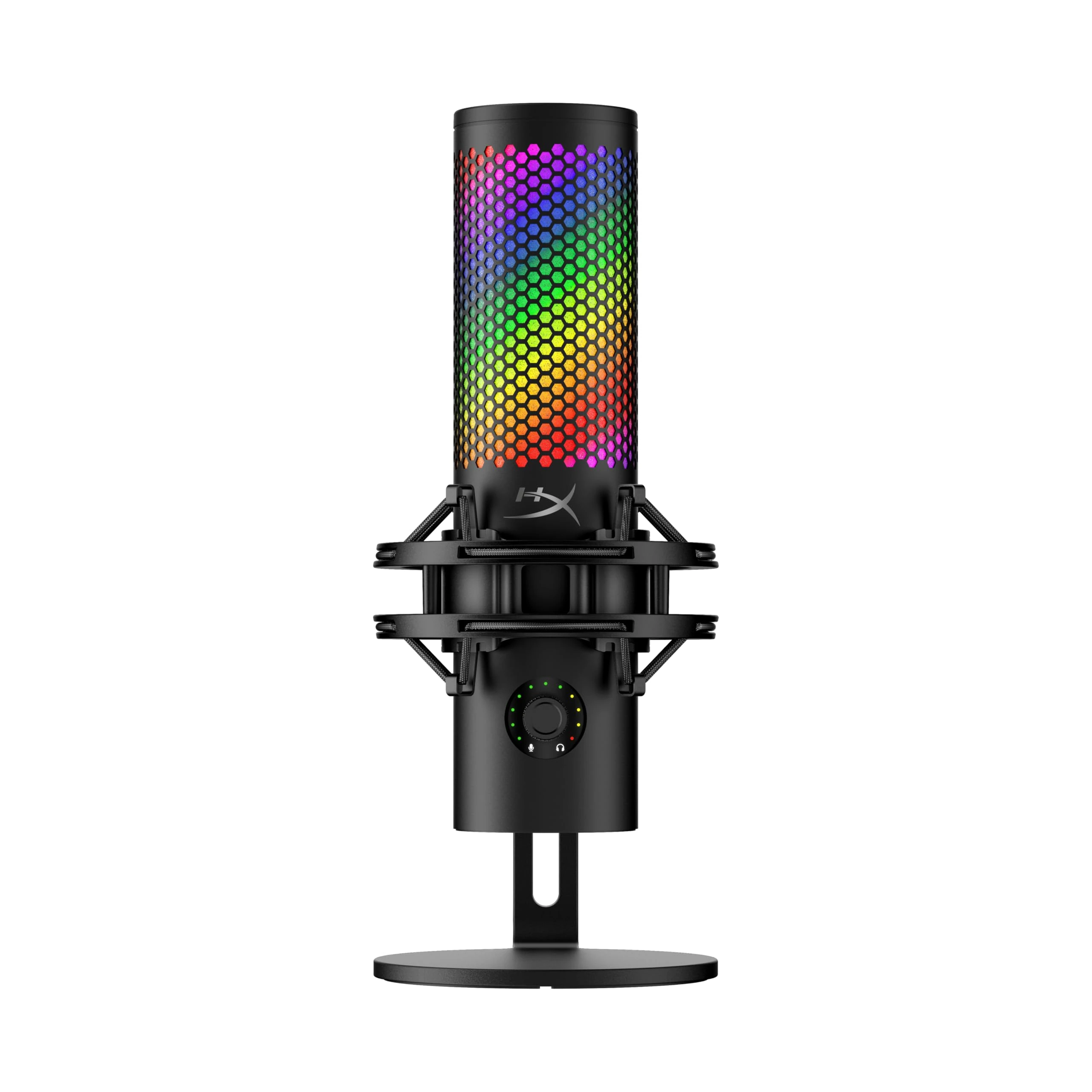 HyperX QuadCast 2 S – USB Microphone, with RGB Lighting, Streaming and Podcasting, with On-Board Controls, LED Lighting, Removable Shock Mount, PC, Mac, USB-C - Black