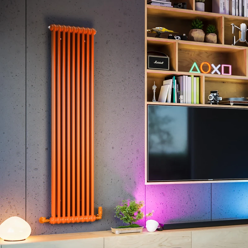 Terma Radiator (Cen./Heating), Steel, Orange (RAL 2004), 1800h x 429w (mm) 2 Columns deep [3806 BTUs t50] - Image 1