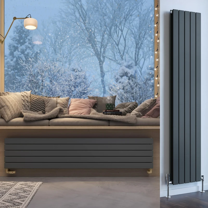 Terma Radiator (Cen./Heating), Steel, Metallic Grey, 1800h x 366w (mm) Double Panel [3471 BTUs t50]