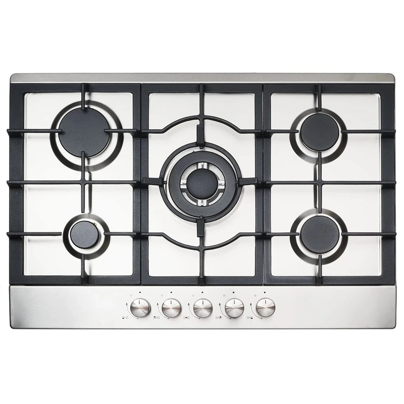 electriQ 75cm 5 Burner Gas Hob - Stainless Steel