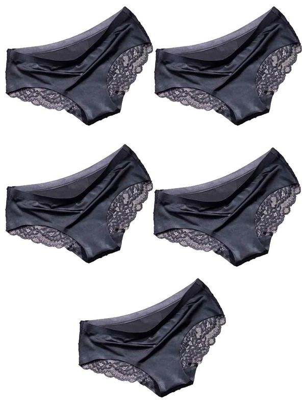 Womens Briefs Lace Cotton Knickers Lingerie Nightwear Multipack Love Knickers Comfortable Bikini Panties Stylish Ladies Underwear (UK, Numeric, 6, 8, Regular, Regular, Black x5)