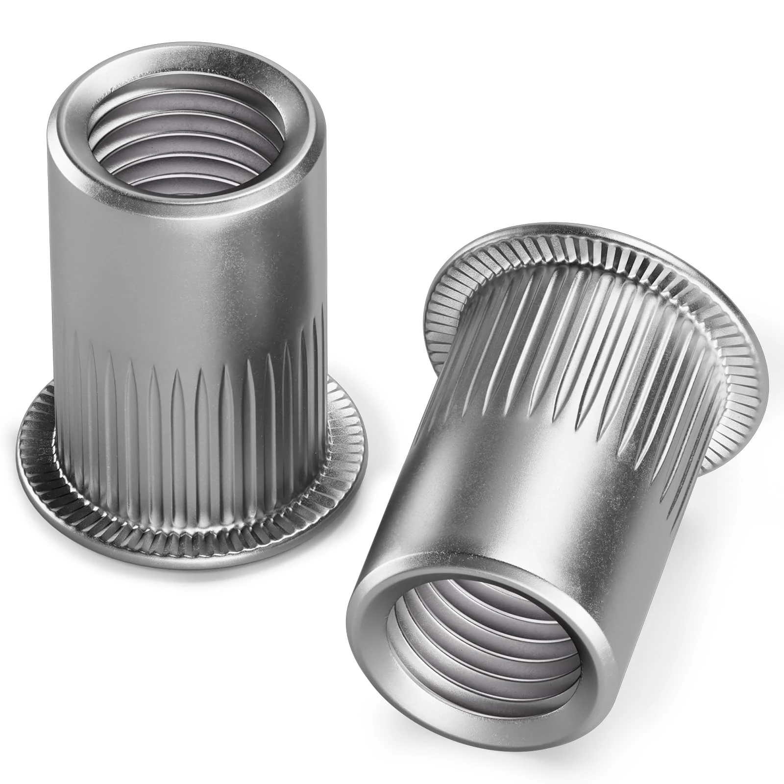 YOOPIN M8 Rivet Nuts, 60PCS Threaded Insert Nutserts, Stainless Steel Rivnut, Sliver Rivet Nut, Flat Head Threaded Rivet Nuts for Metal Sheets, Electrical Appliances and Industrial Products