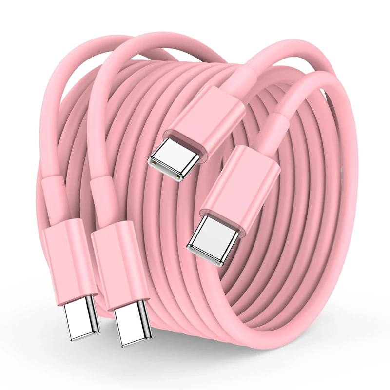 USB C to USB C Charger Cable 3m, 60W Type C Cable Lead Long Fast Charging Power for iPhone 16/16 Pro/15 Plus/15 Pro Max, MacBook Pro, iPad Pro/Mini/Air 5/4, Samsung, Pixel, Pink