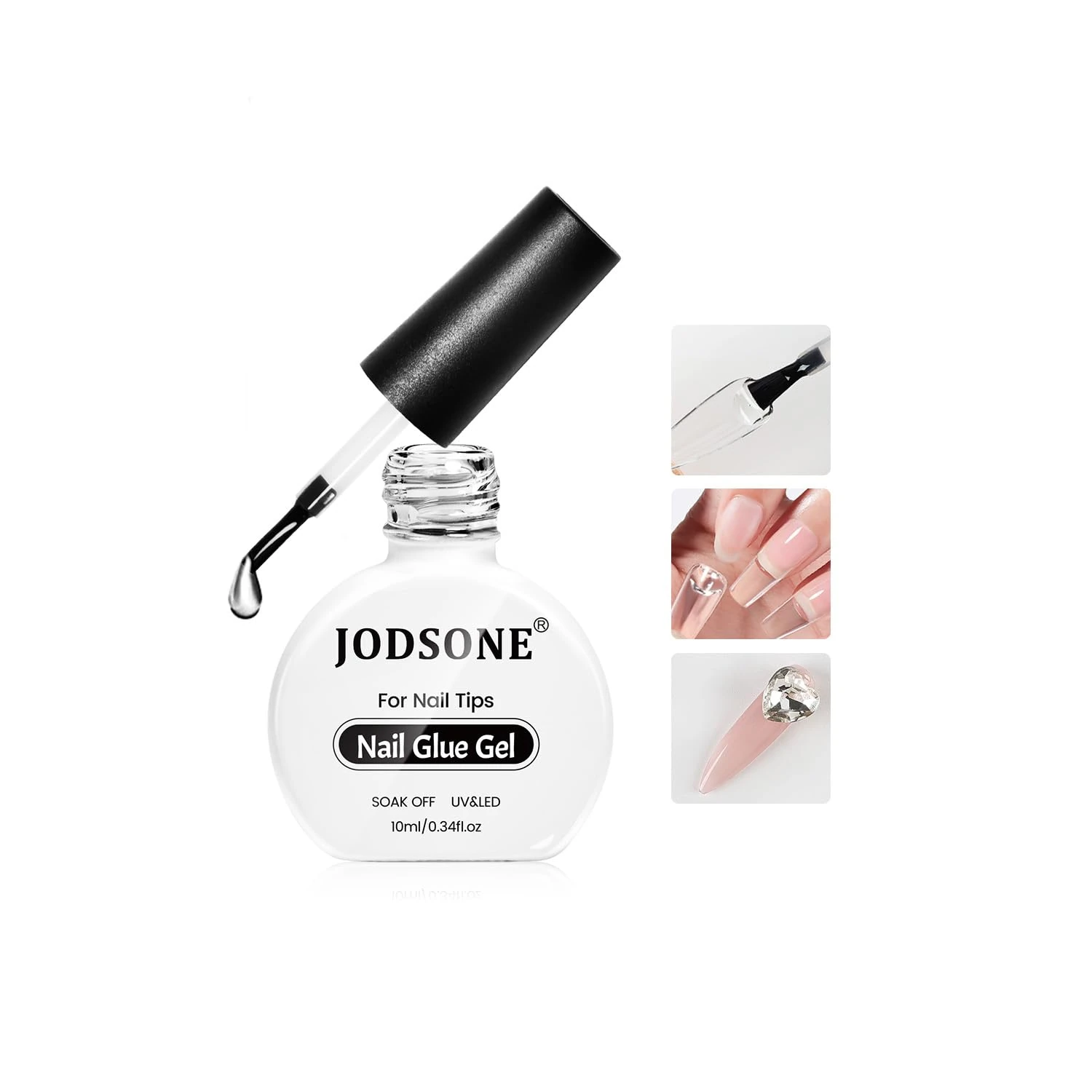 JODSONE 10ML Gel Nail Glue - Super Strong UV Nail Glue, Long Lasting Up to 28 Days, 5-in-1 Multi-Functional for Press On Nails, Acrylics, Tips, Repair & Nail Art, Need UV/LED Light Curing