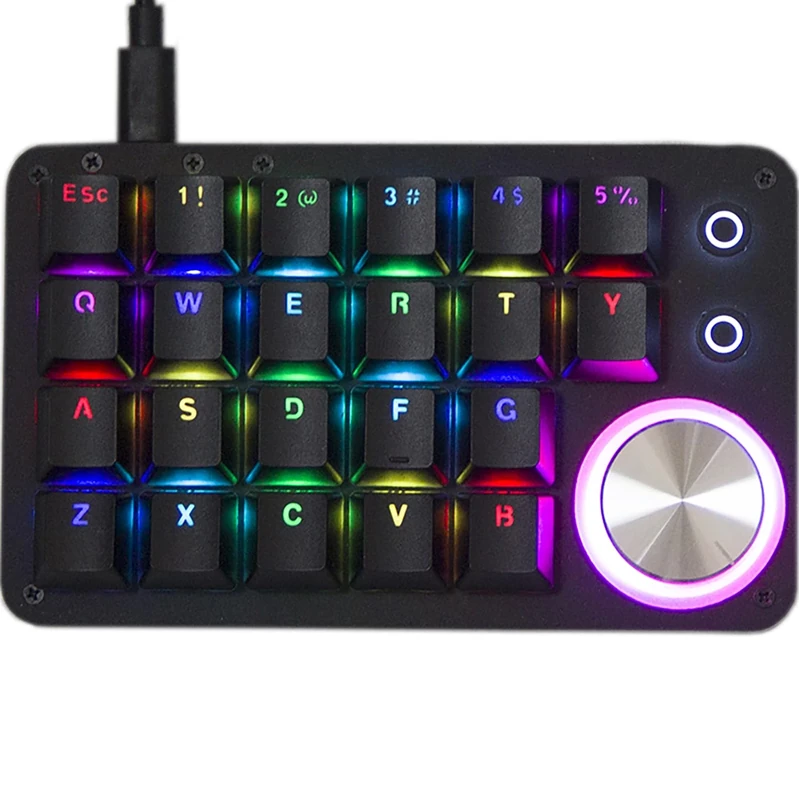 Yoqanr One Handed Programmable Keyboard 24 Keys Macro Mechanical Keyboard with RGB LED Backlight, USB, Red Switch, 24 Keys Macro Pad for Gaming PC Gaming Keypad Accessories
