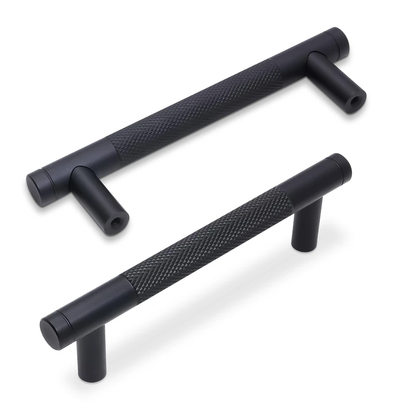 BUKOBYHE 30 Pack 3.75Inch Matte Black Kitchen Cabinet Handles Knurled Cabinet Pulls Black Drawer Pulls Kitchen Hardware
