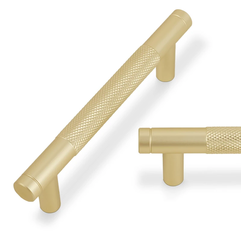 BUKOBYHE 30 Pack 3 Inch(76mm) Brushed Gold Kitchen Cabinet Handles Knurled Cabinet Pulls Gold Drawer Pulls Cabinet Hardware