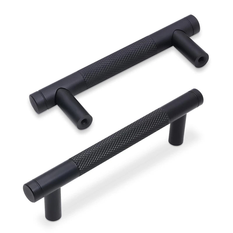 BUKOBYHE 30 Pack 3 Inch(76mm) Matte Black Cabinet Handles Knurled Black Kitchen Cabinet Pulls Kitchen Cabinet Hardware