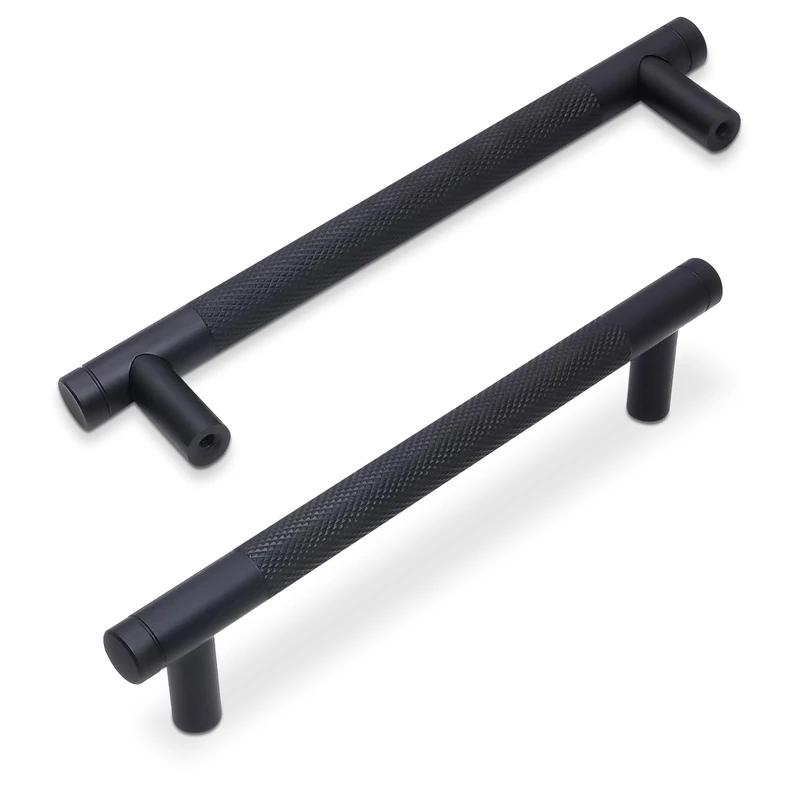 BUKOBYHE 30 Pack 5 Inch Matte Black Kitchen Cabinet Handles Knurled Cabinet Pulls Black Drawer Pulls Kitchen Hardware