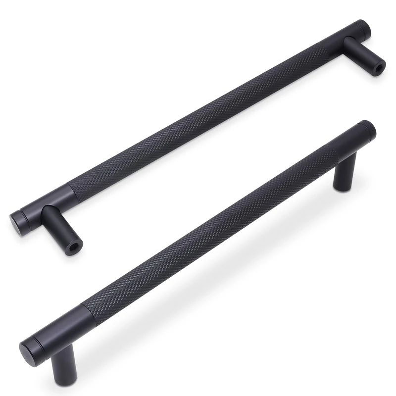 BUKOBYHE 30 Pack 7.5 Inch Matte Black Kitchen Cabinet Handles Knurled Cabinet Pulls Black Drawer Pulls Kitchen Hardware