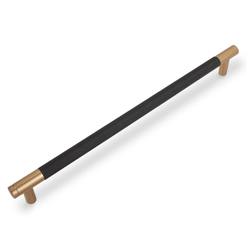 BUKOBYHE 30 Pack 10 Inch Black and Champagne Bronze Kitchen Cabinet Handles Knurled Cabinet Pulls Black Drawer Pulls Cabinet Hardware
