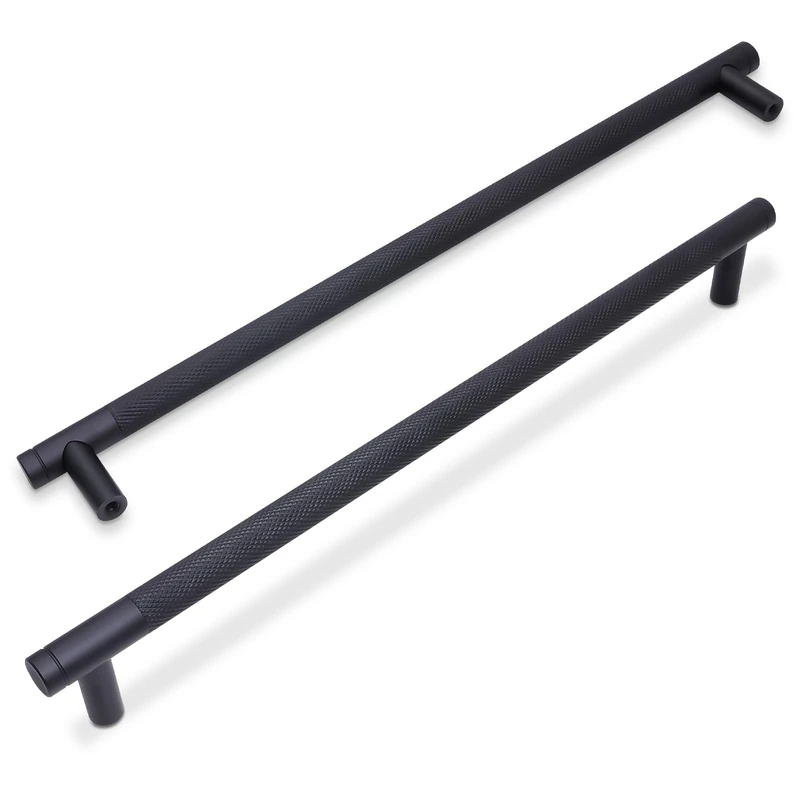 BUKOBYHE 10 Pack 11-5/16 inch(288mm) Matte Black Kitchen Cabinet Handles Knurled Cabinet Pulls Black Drawer Pulls Kitchen Hardware