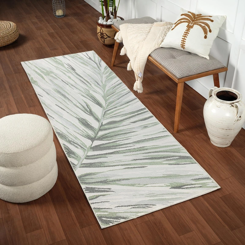 Livabliss Auray Abstract Rug - Runner Rugs Living Room 80x220 cm, Hallway, Dining Room Area - Modern Marble Large Rug, Soft Luxurious Easy Care Medium Pile, Cream, Green, Grey