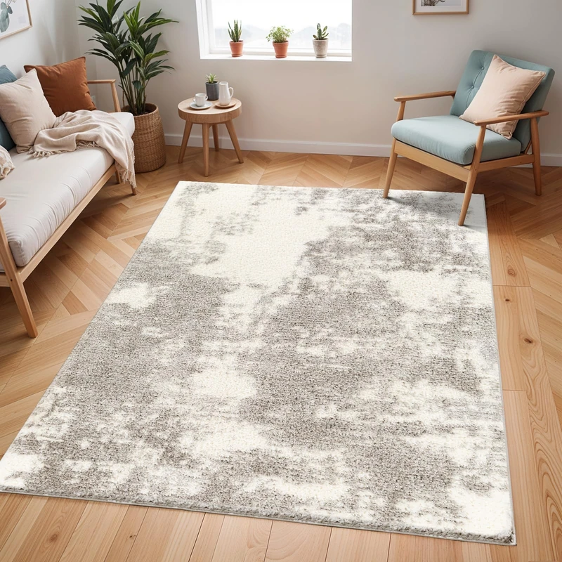 Livabliss Sayuntka Sibiu Shaggy Berber Carpet 160x213 cm, Living Room & Bedroom, Soft Plush Thick Pile, Neutral Boho Style, Easy Care, Off White Grey Charcoal - Image 1