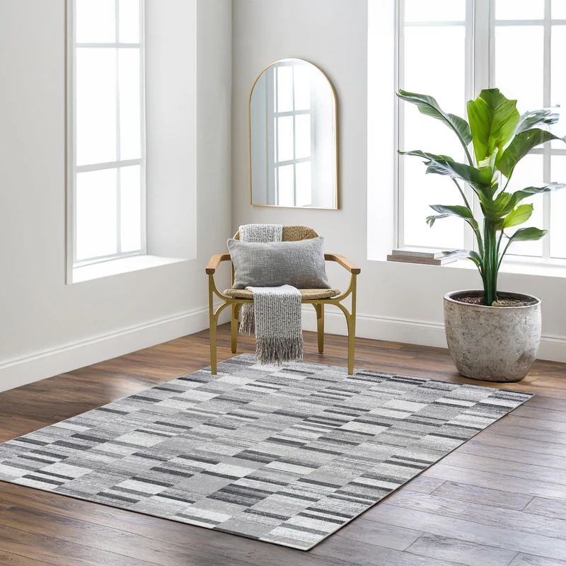 Livabliss Ariola Geometric Rug - Scandi Area Rugs Living Room 120x170 cm, Dining, Kitchen - Neutral, Abstract Patterned Rugs, Boho Style, Easy Care Pile - Large Rug, Black Grey, White