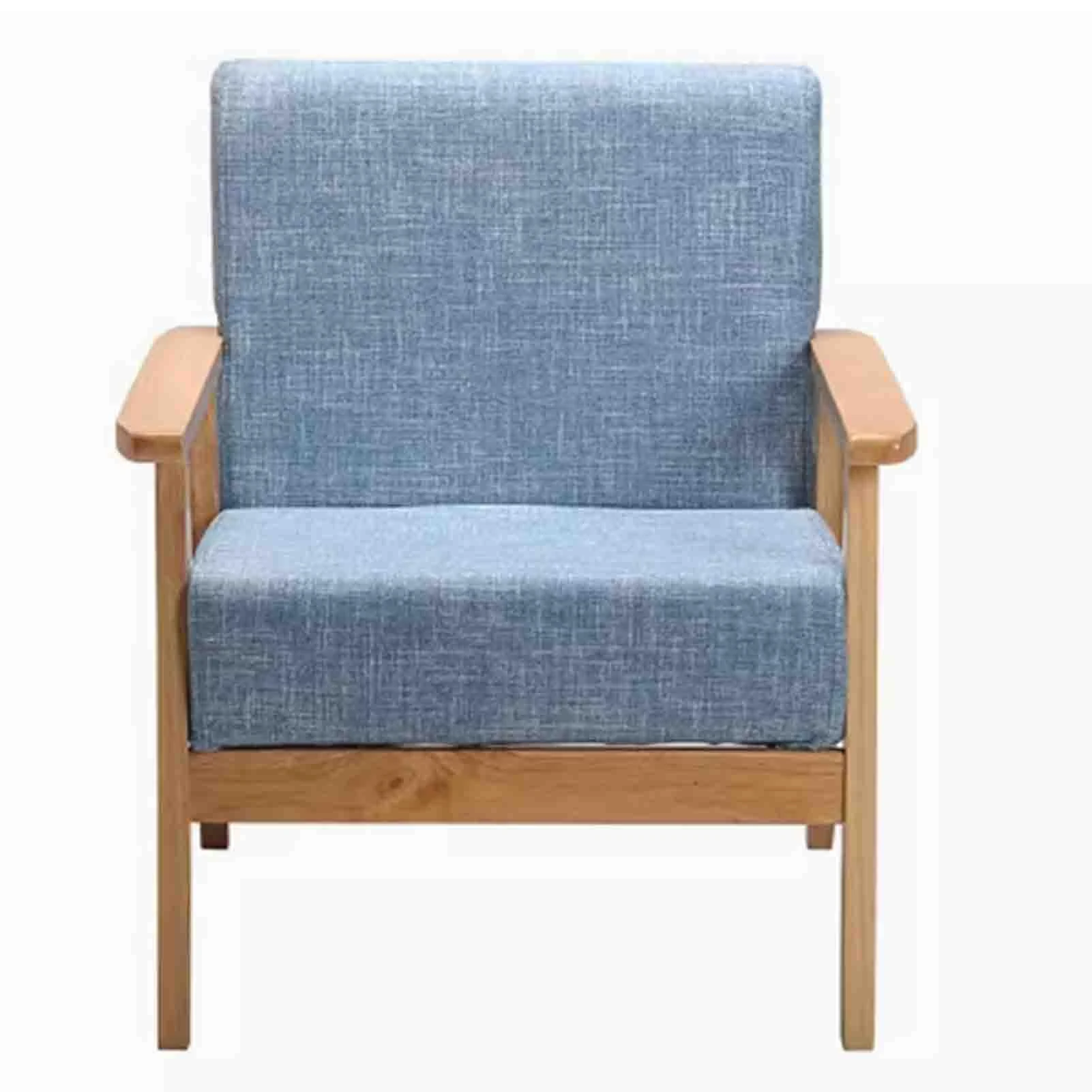 BEDOIN Mid-Century Accent Chair Modern Retro Leisure Chair, Solid Wood Frame Arm Chair, Single Sofa Armchair for Living Room Bedroom Balcony Studio B