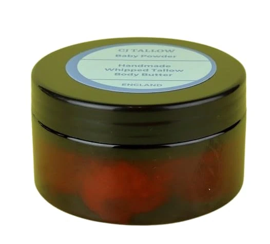 Beef Tallow Whipped Cream – Baby Powder Scented | Jojoba & Rosehip Oil, Vitamin E | Face & Body Moisturiser | All Skin Types |100% Organic Grass Fed Tallow, Made in UK by (CJ TALLOW) Net Wt 60ml