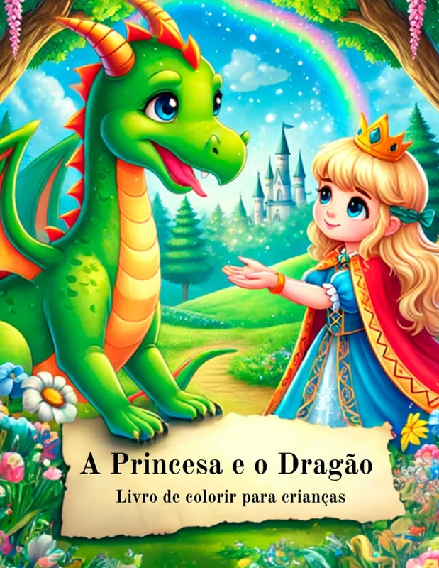 A Princesa e o Dragão: A Princesa e o Dragão Livro de colorir para crianças