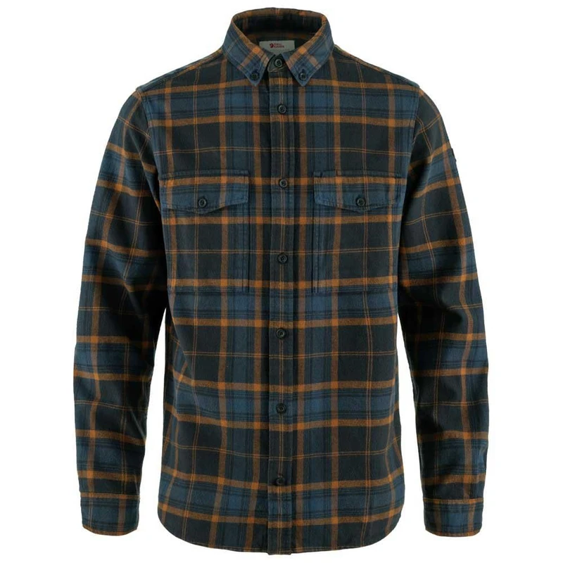 FJALLRAVEN 81478-555-230 Övik Twill Shirt M T-Shirt Men's Dark Navy-Chestnut Size S