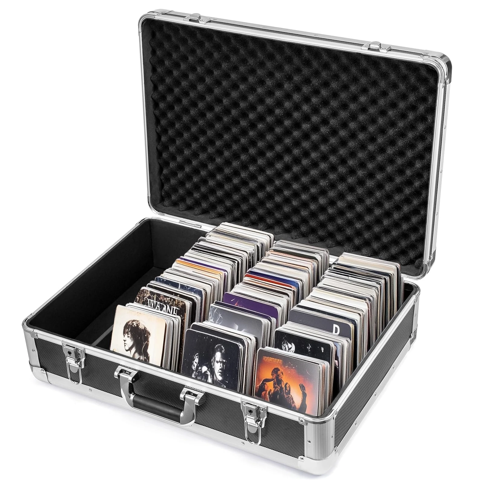 Trintion CD Storage Case - Holds 120 CDs, Portable Aluminium Media Holder With Handles and Lock for Albums, Games, Music - 56.5x40x17.8CM Water Resistant Box