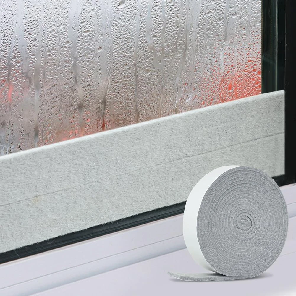 FuKuEn Window Anti-Condensation Strips Absorbent Strips for Windows Moisture Absorbing Tape Grey Drip Strips for Window Sills 3cm*4m